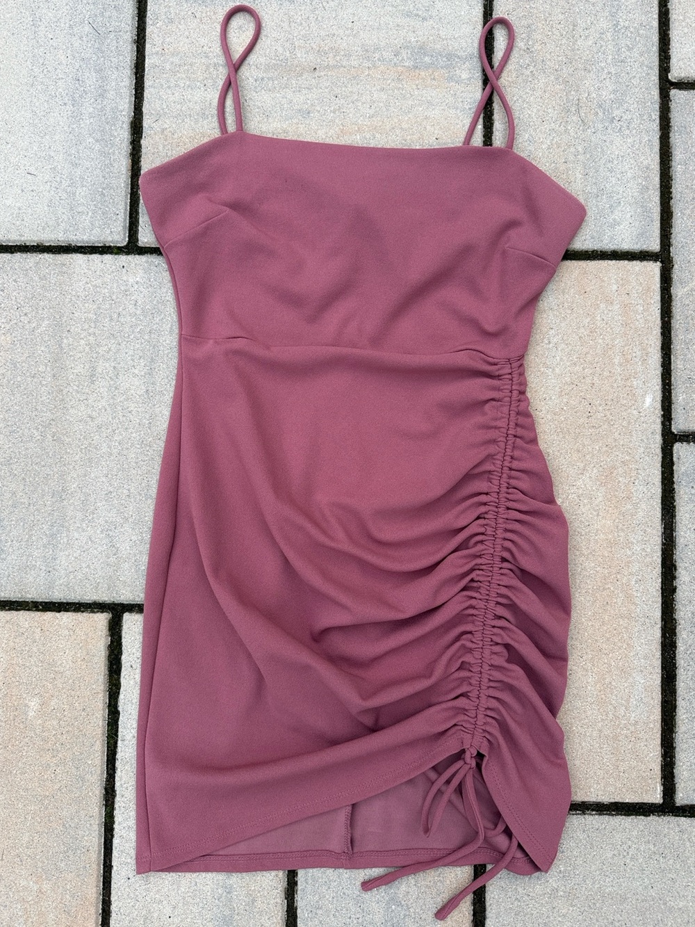 Windsor Size Large Juniors Ruched Spaghetti Strap Mini Prom Dress - Mauve Rose